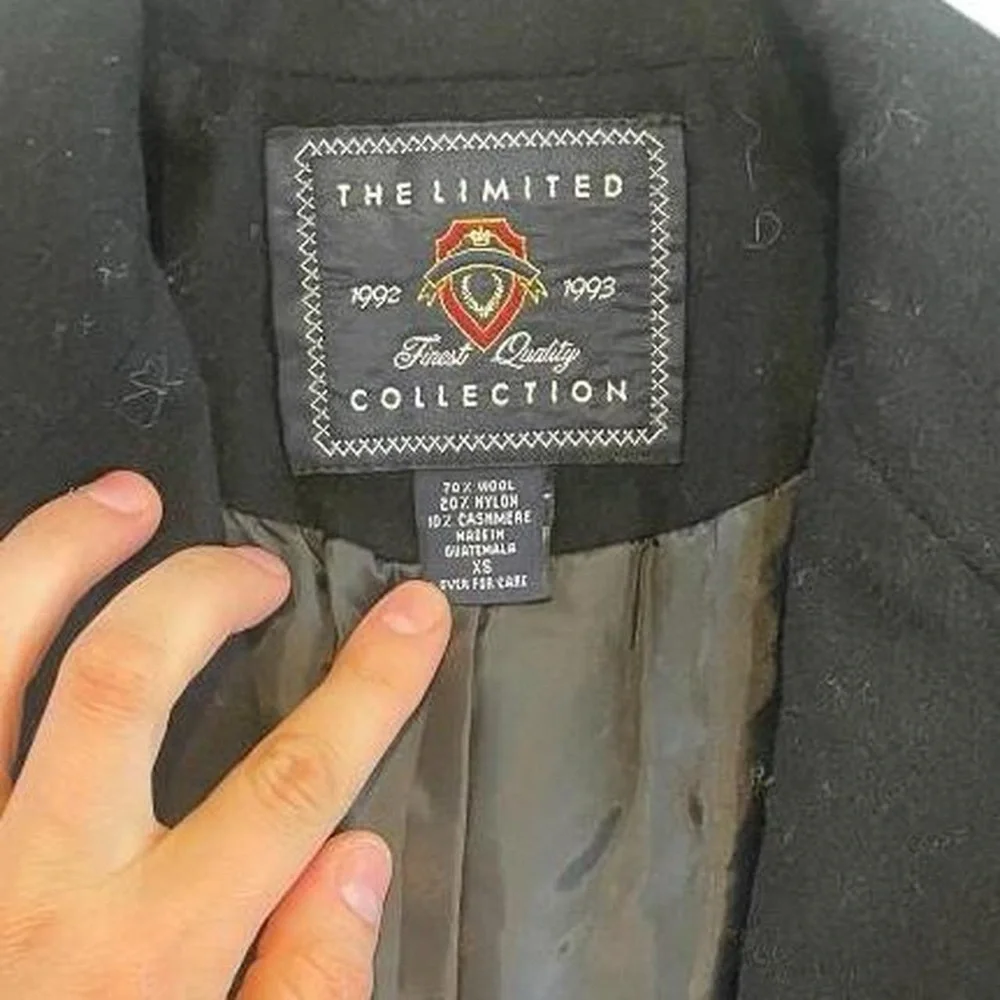 Vintage Wool‎ Blend Blazer Women’s Black Lined Size XS by Limited Collection